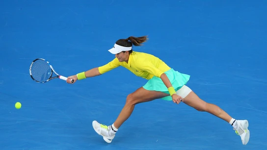 Garbiñe Muguruza, durante su partido contra Crawford Garbiñe Muguruza, durante su partido contra Crawford