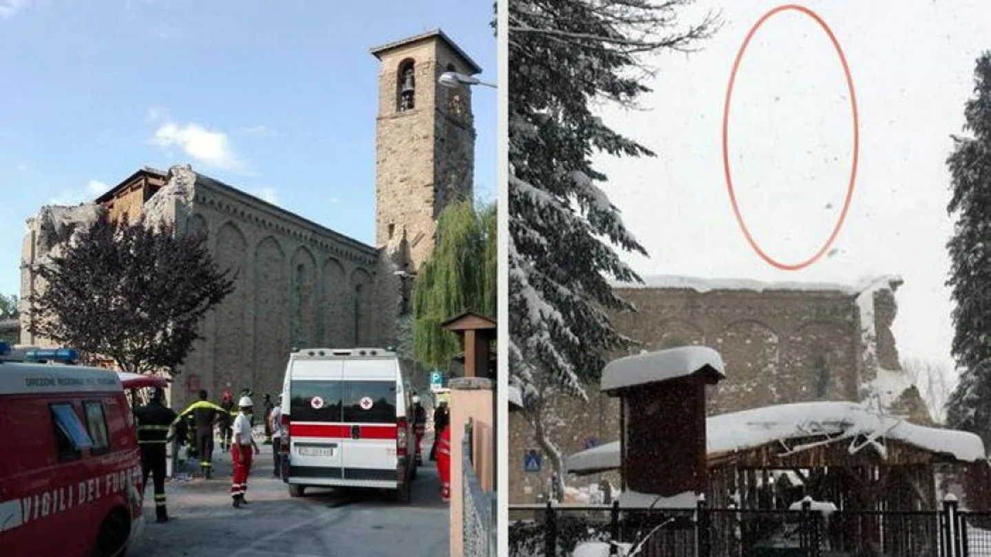 Cae el campanario de Amatrice a causa de un terremoto Cae el campanario de Amatrice a causa de un terremoto