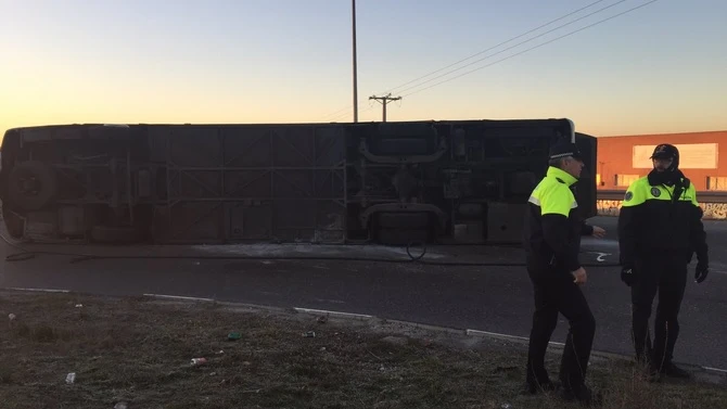 El autobús escolar accidentado en Fuenlabrada