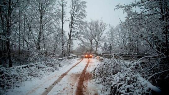 Aspecto de una carretera local cerca de la N-260 entre Olot y Ripoll