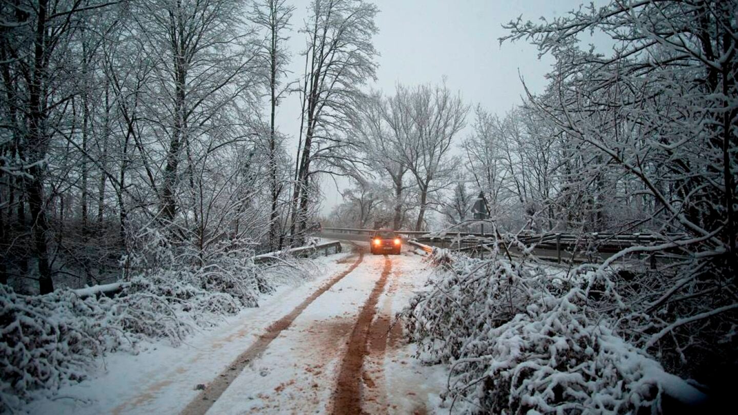 Aspecto de una carretera local cerca de la N-260 entre Olot y Ripoll