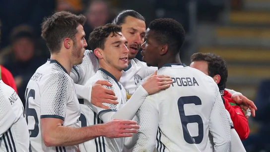 El Manchester United celebrando el gol de Pogba El Manchester United celebrando el gol de Pogba