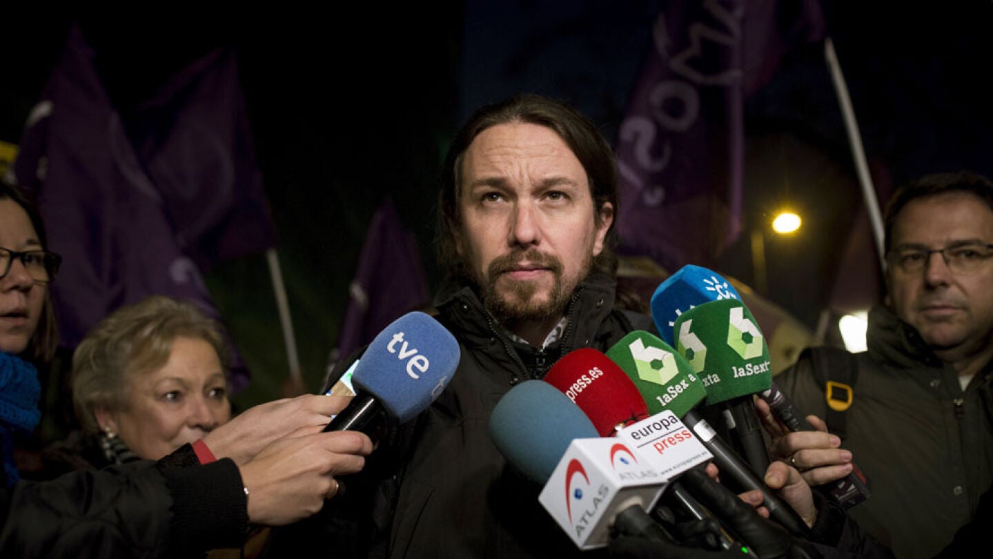 Pablo Iglesias habla con los medios
