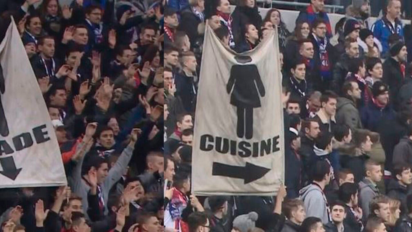 Pancartas machistas en el estadio del Lyon