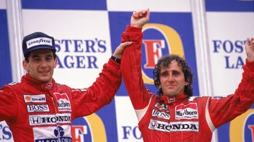 Prost y Senna tras terminar una carrera de F1