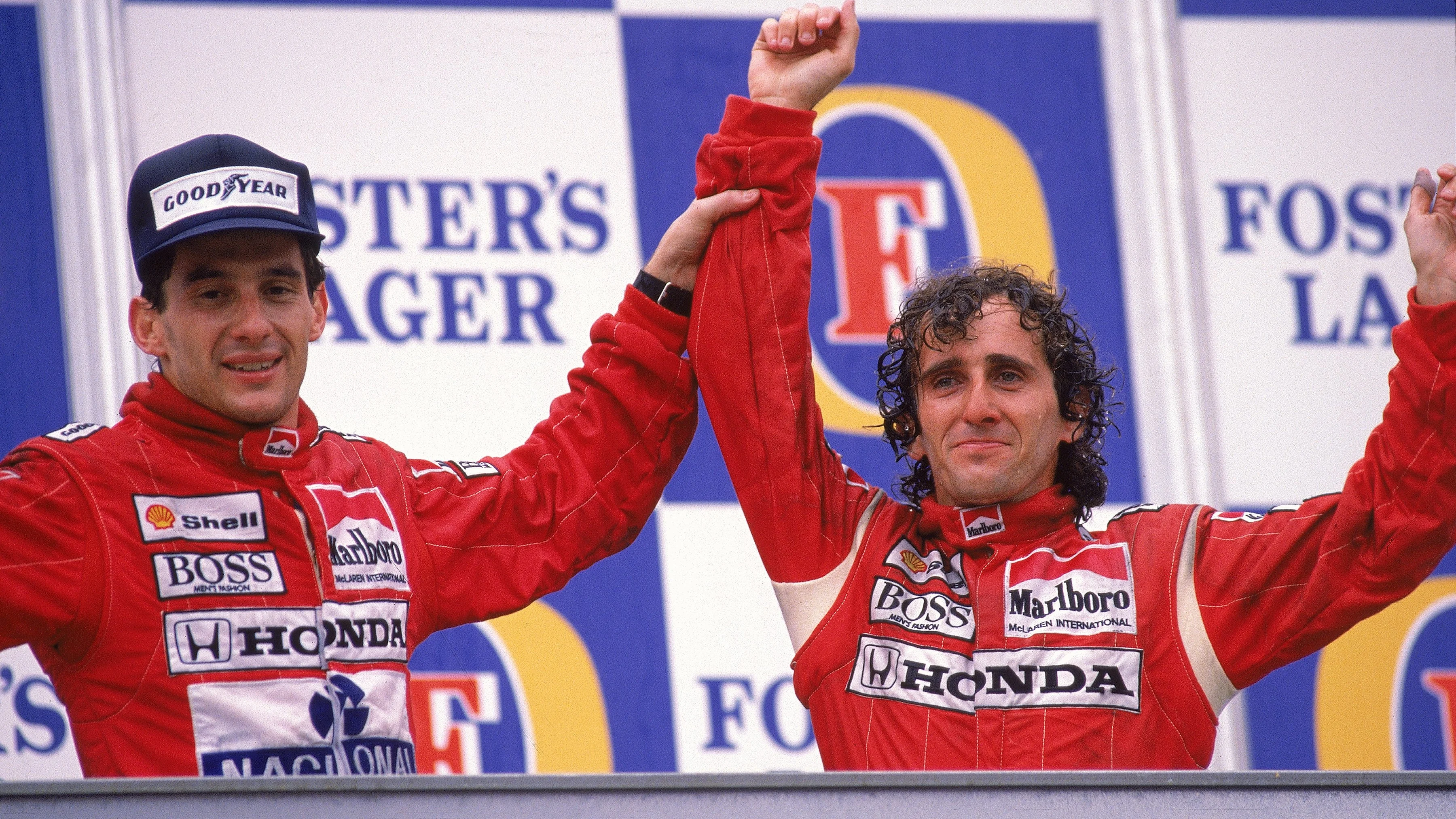 Prost y Senna tras terminar una carrera de F1