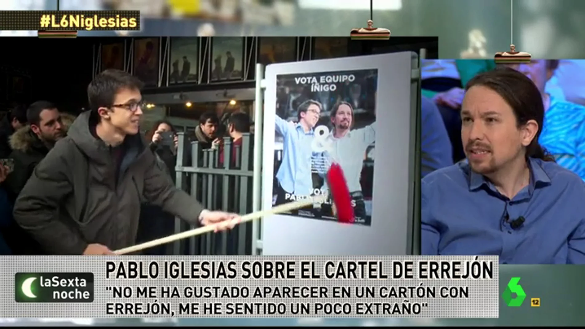 Frame 94.627917 de: Pablo Iglesias: "No me ha gustado aparecer en un cartón con Errejón. Me he sentido un poco extraño"