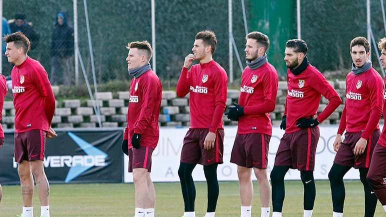 Lucas Hernández, en el entrenamiento del Atlético de Madrid Lucas Hernández, en el entrenamiento del Atlético de Madrid