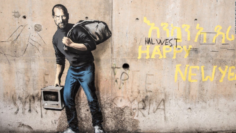 Grafiti de Banksy en el centro de refugiados ‘La Jungla’ de Calais