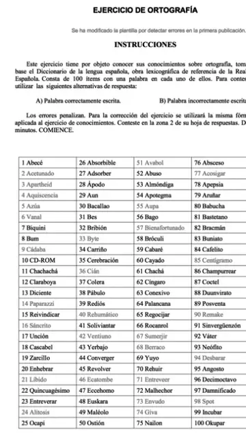 Examen de ortografía oposiciones Policía Nacional Examen de ortografía oposiciones Policía Nacional