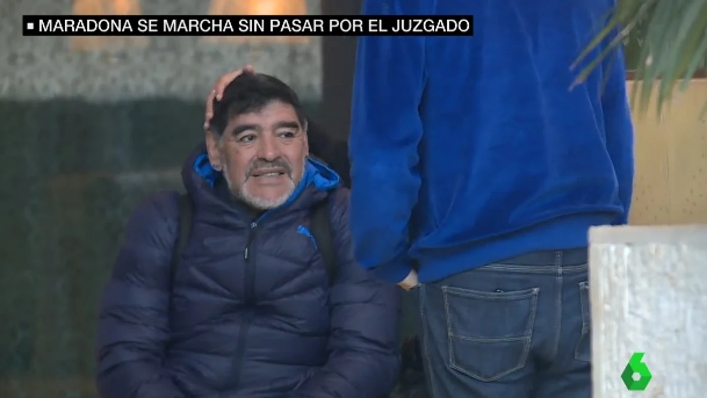 Maradona abandona Madrid sin declarar ante el juez Maradona abandona Madrid sin declarar ante el juez