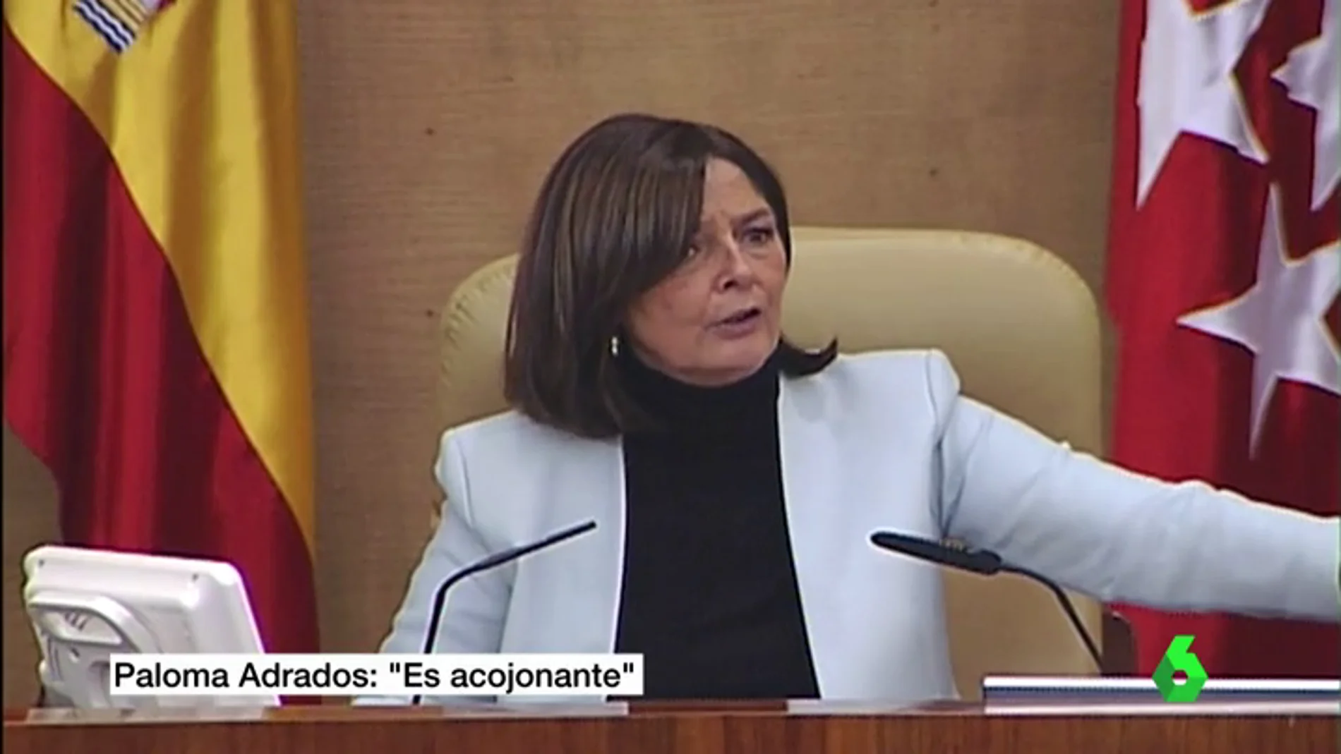 Frame 40.462963 de:  "Es acojonante", se escucha a Paloma Adrados mientras la plataforma Stop Desahucios irrumpía en la Asamblea
