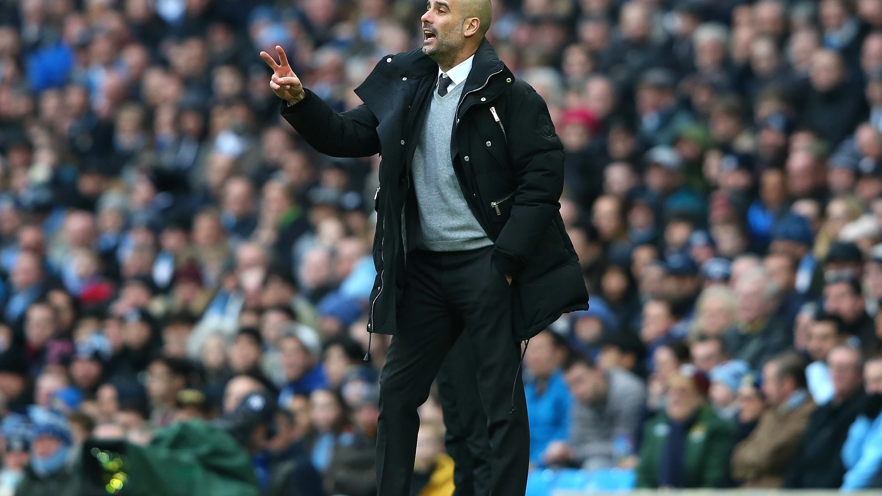 Guardiola en un partido con el Manchester City