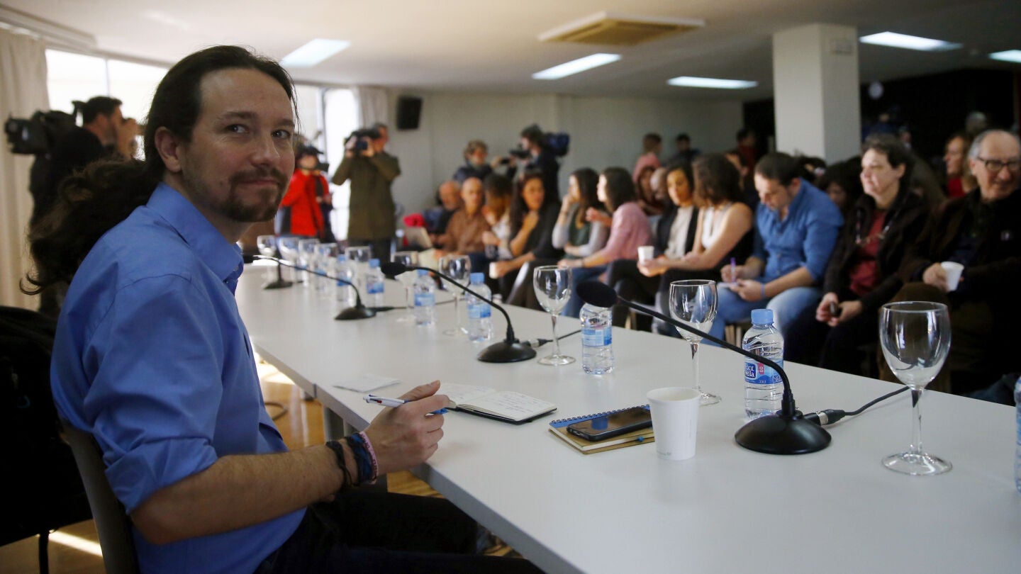 El l&iacute;der de Podemos, Pablo Iglesias, durante la primera reuni&oacute;n del Consejo Ciudadano Estatal elegido en la II Asamblea Ciudadana de Podemos