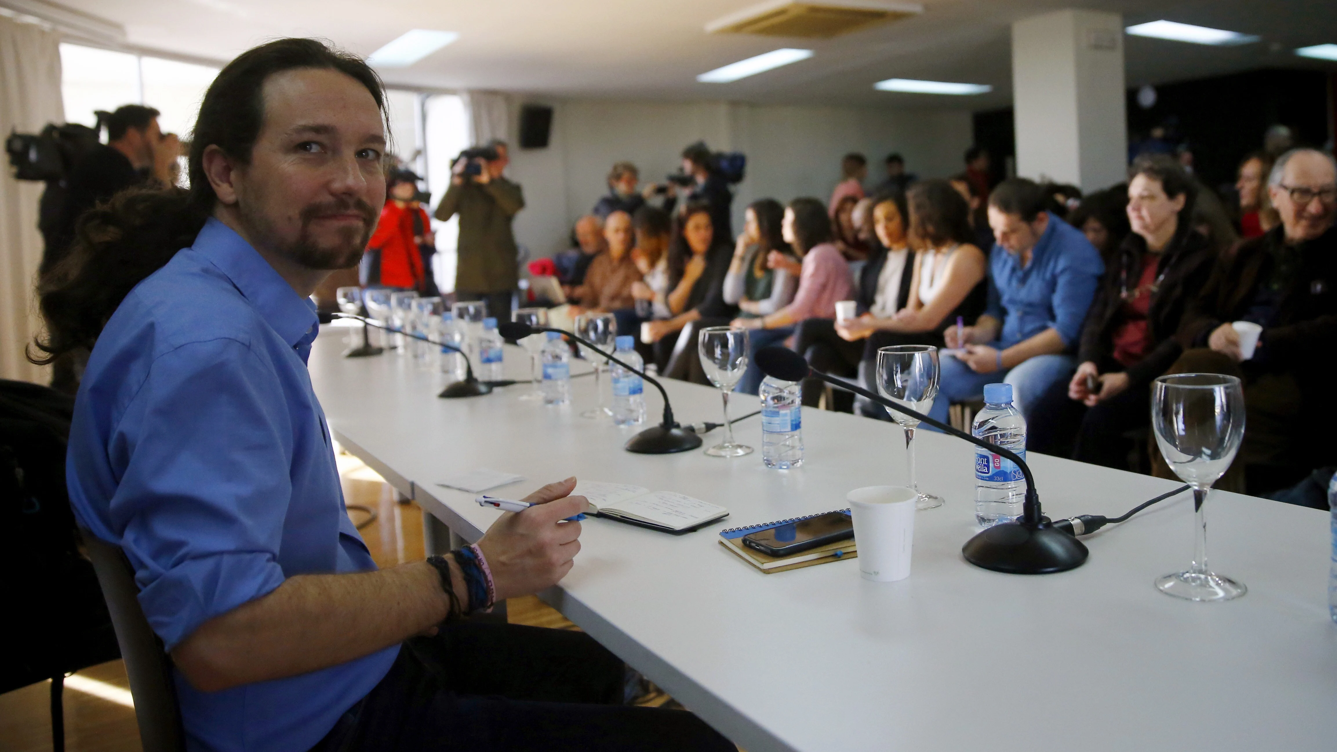 El l&iacute;der de Podemos, Pablo Iglesias, durante la primera reuni&oacute;n del Consejo Ciudadano Estatal elegido en la II Asamblea Ciudadana de Podemos