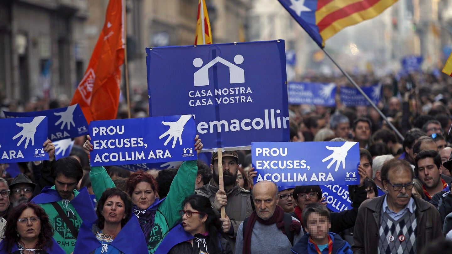 Manifestaci&oacute;n en Barcelona a favor de la acogida de los refugiados