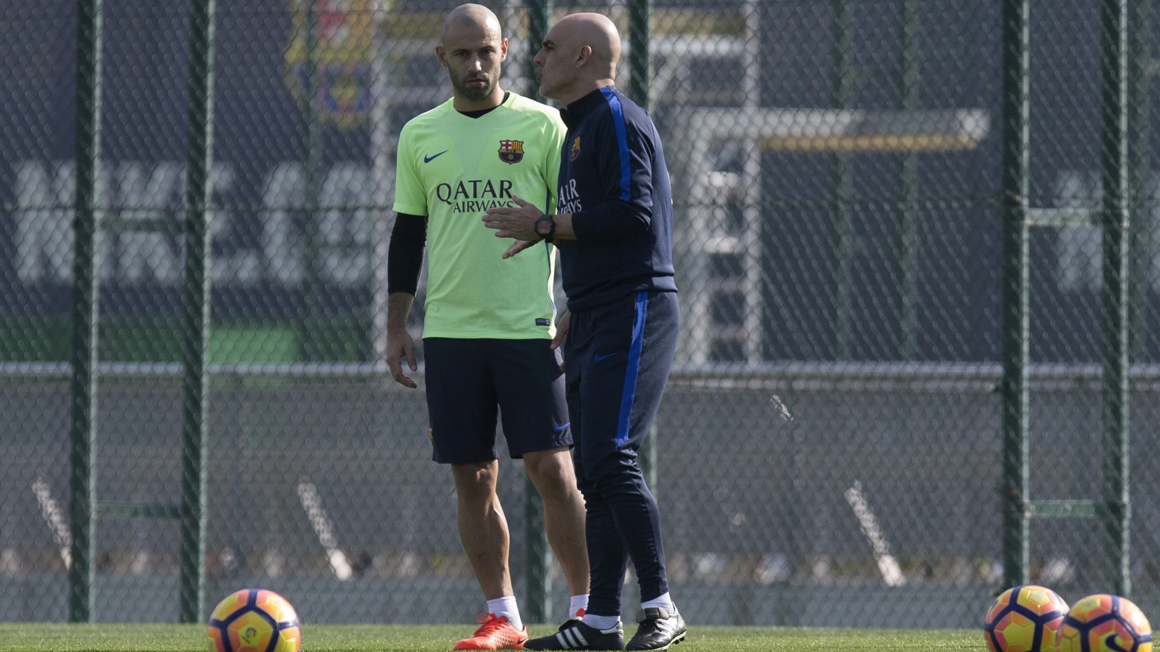 Mascherano en el entrenamiento