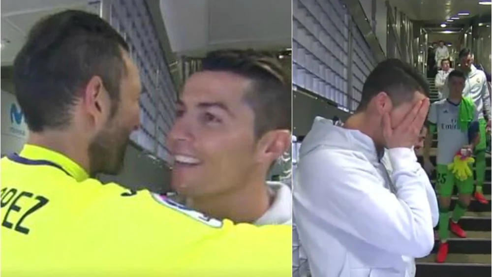 Cristiano Ronaldo y su saludo a Diego López Cristiano Ronaldo y su saludo a Diego López