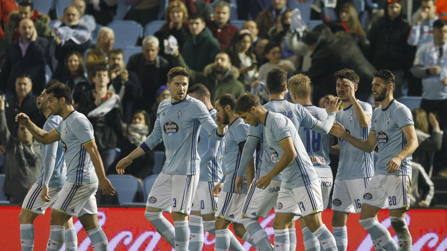 El Celta celebrando uno de los goles El Celta celebrando uno de los goles