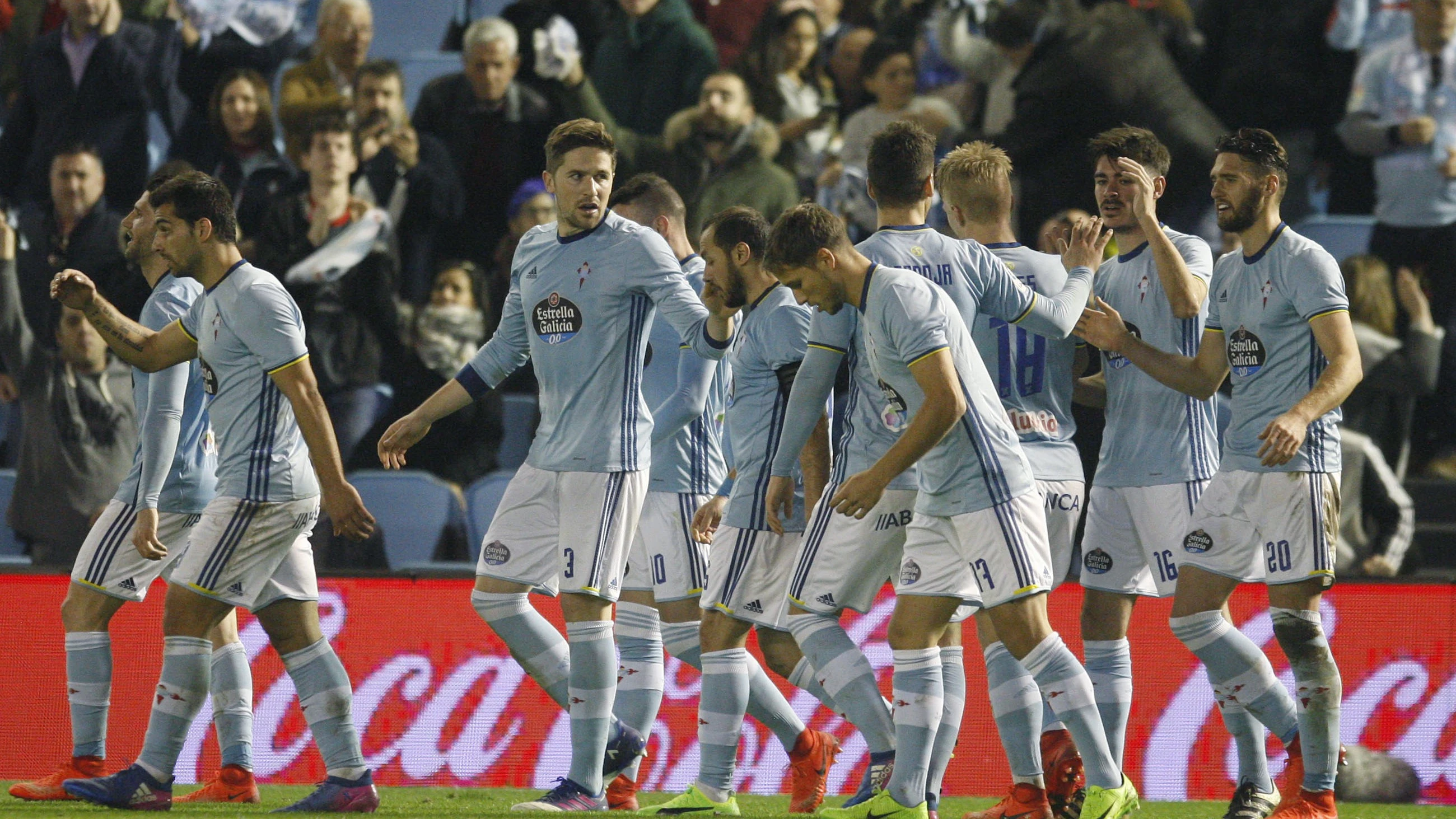 El Celta celebrando uno de los goles