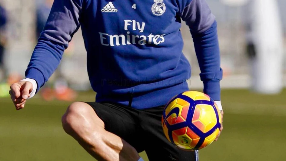 Sergio Ramos, durante el entrenamiento del Real Madrid