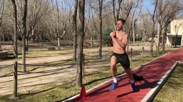 Marcos Llorente entrenando en su día libre