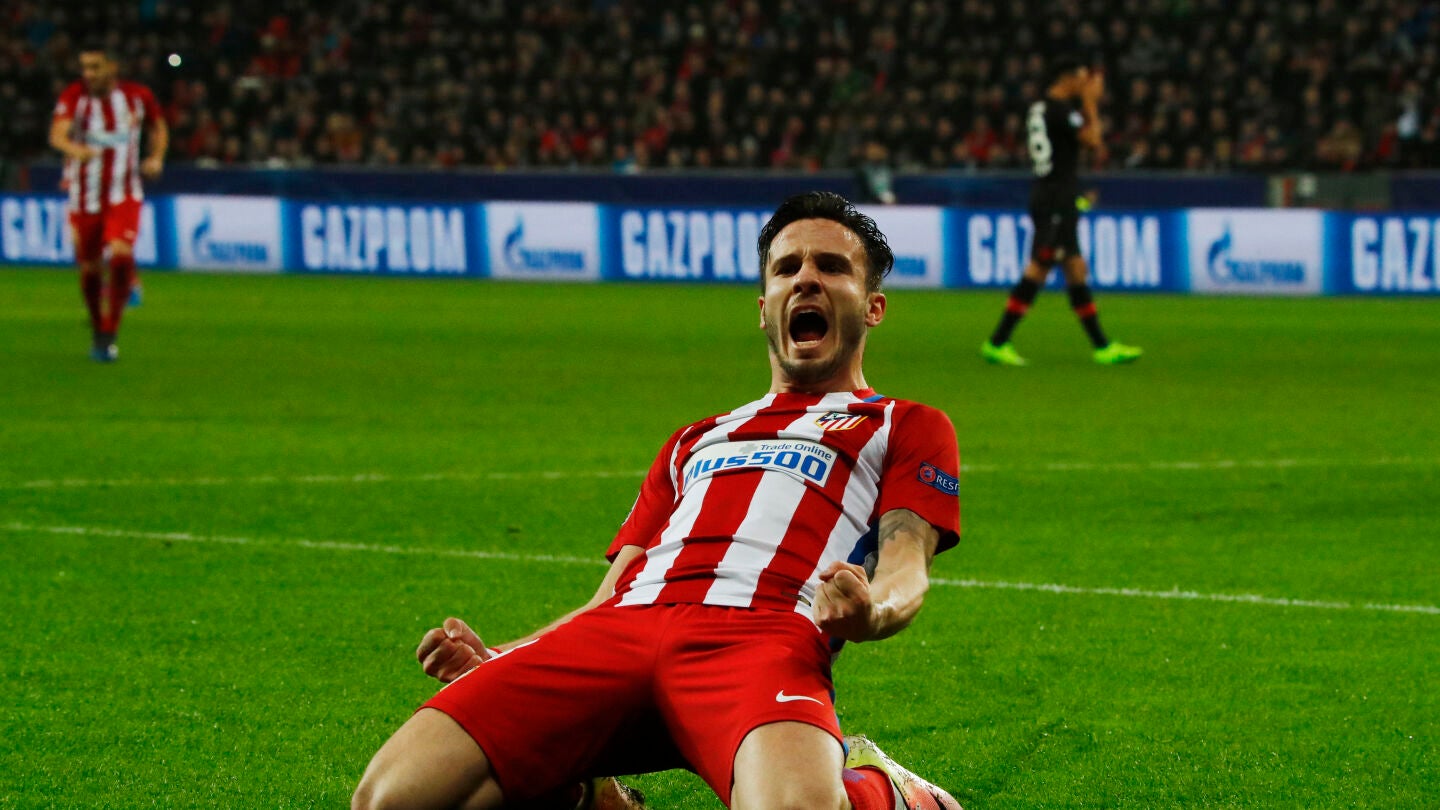 Sa&uacute;l celebrando su gol con el Atl&eacute;tico de Madrid