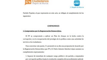 Pacto de PP y Ciudadanos en Murcia