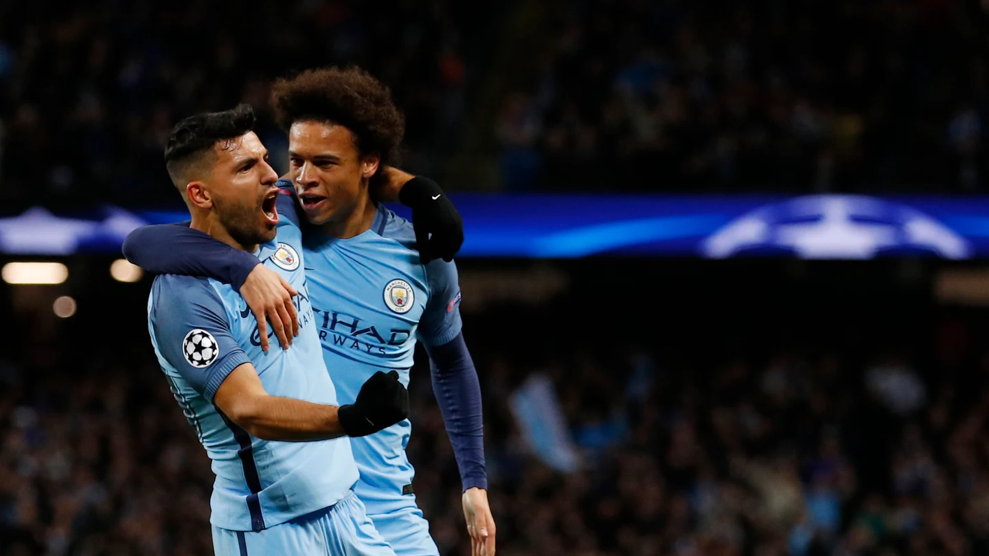 Agüero celebra un gol ante el Mónaco Agüero celebra un gol ante el Mónaco
