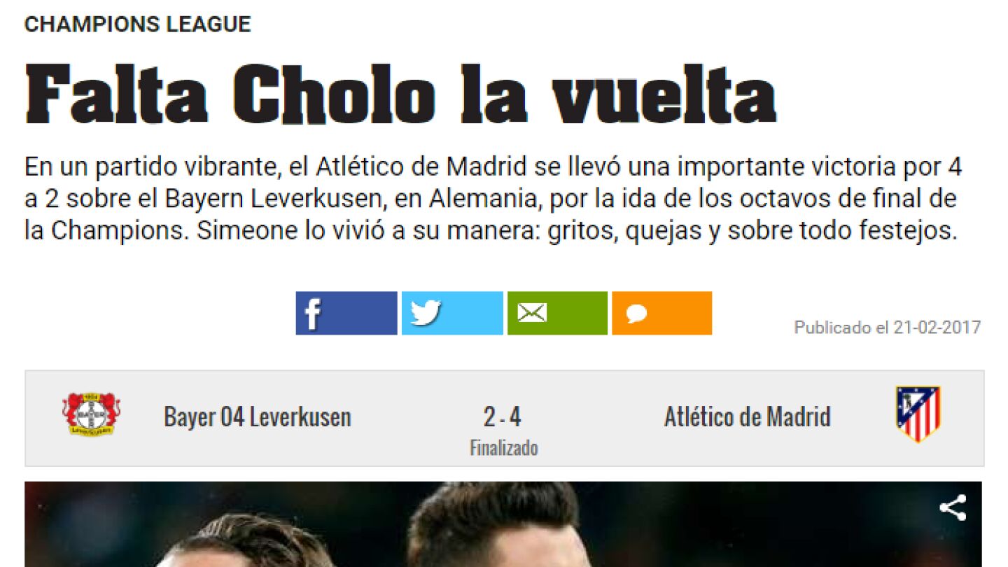 La portada del diario 'Olé' tras la victoria del Atlético de Madrid