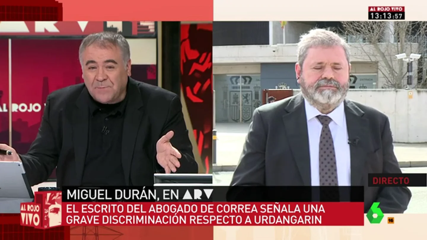 Frame 8.388138 de: Miguel Durán, abogado de Crespo: "El tribunal que ha condenado a mi cliente no hubiera tenido la misma 'heroicidad' con Urdangarin" Frame 8.388138 de: Miguel Durán, abogado de Crespo: "El tribunal que ha condenado a mi cliente no hubiera tenido la misma 'heroicidad' con Urdangarin"