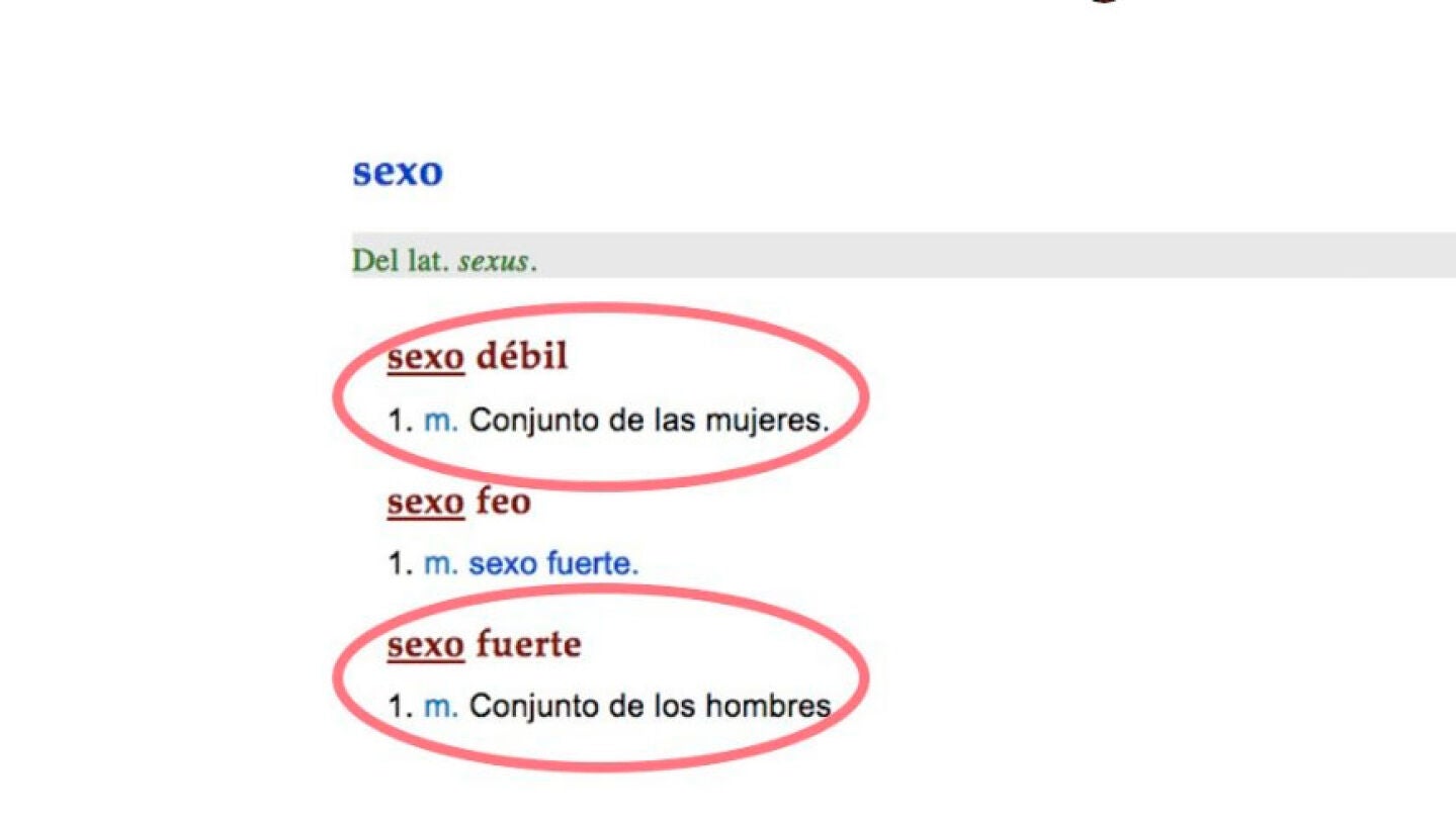 Definici&oacute;n de la RAE de sexo d&eacute;bil