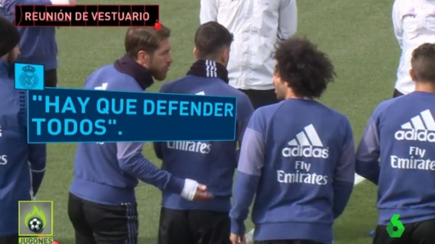 Sergio Ramos se dirige a sus compa&ntilde;eros
