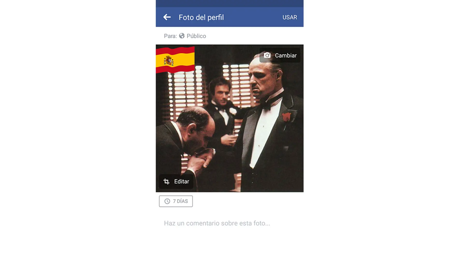 Opción de Facebook para poner la bandera de tu país