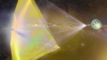 Aspecto de la sonda con la vela cósmica.