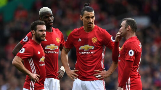 Los jugadores del United durante el encuentro