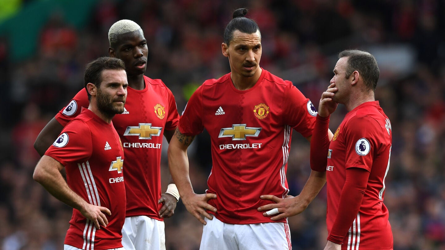 Los jugadores del United durante el encuentro