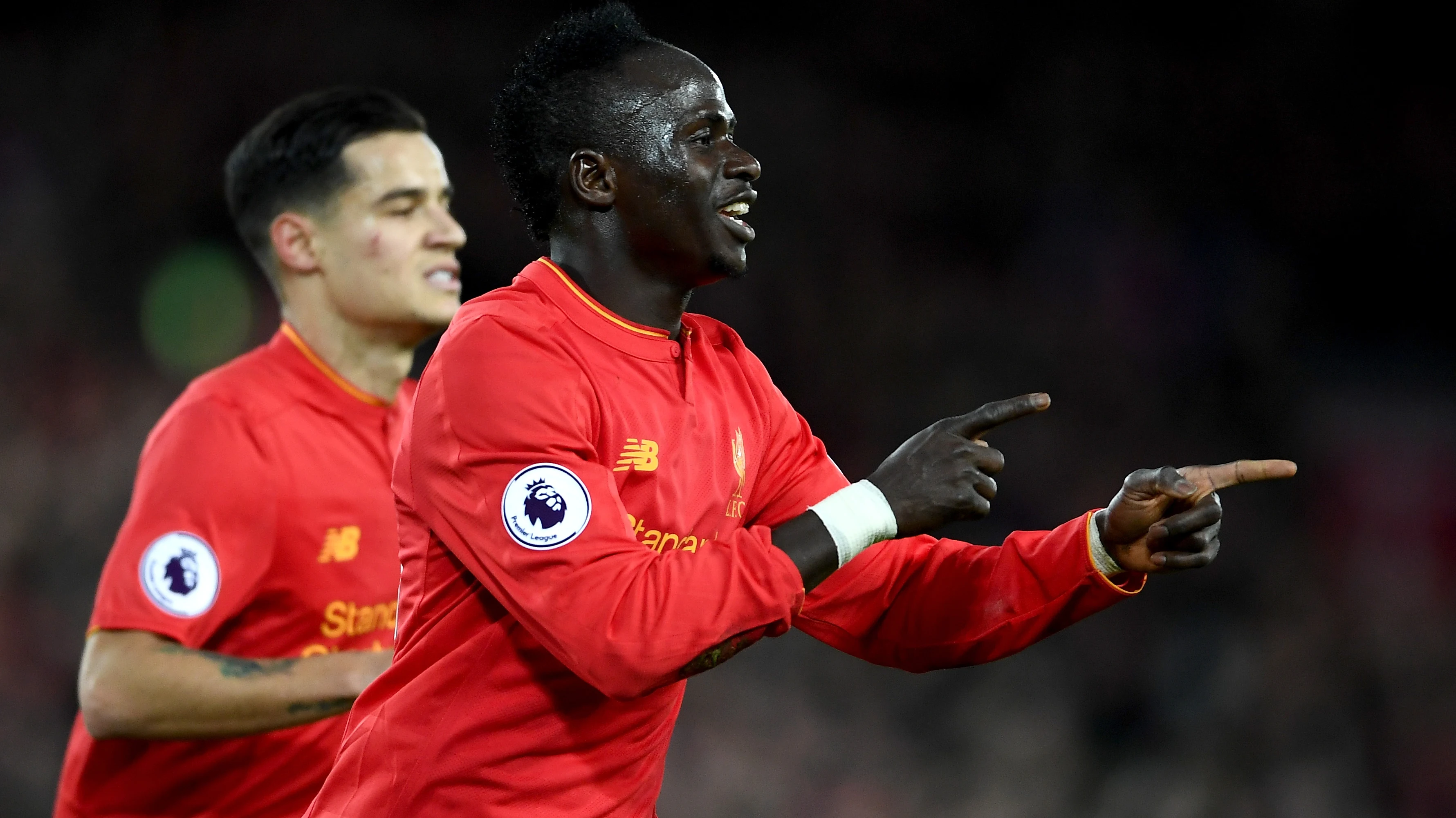 Sadio Mané celebra uno de sus goles con el Liverpool