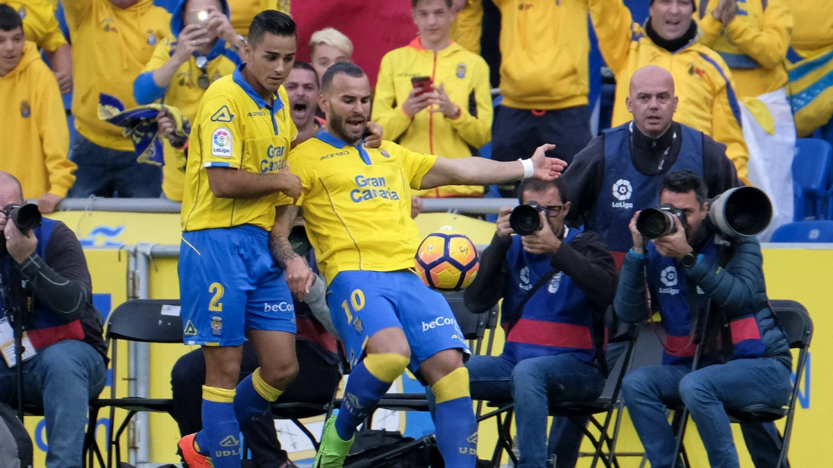 Jesé celebra un gol con Las Palmas