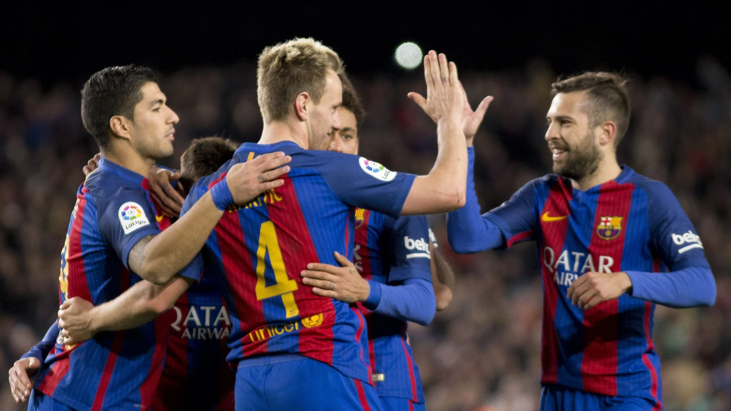 Los jugadores del Barcelona celebrando un gol Los jugadores del Barcelona celebrando un gol