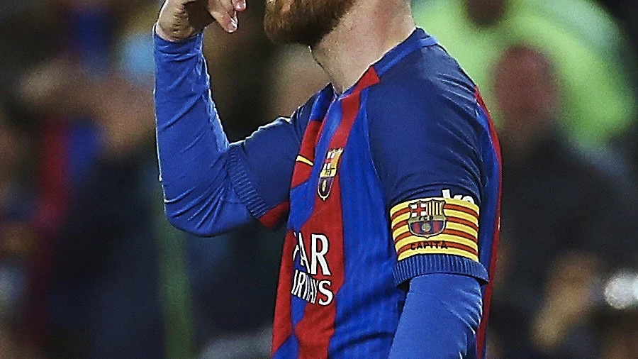 Leo Messi celebrando uno de sus goles Leo Messi celebrando uno de sus goles