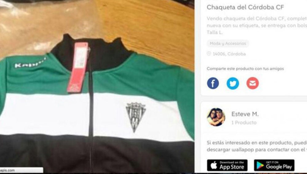 Un jugador del Córdoba vende su equipación a través de Wallapop