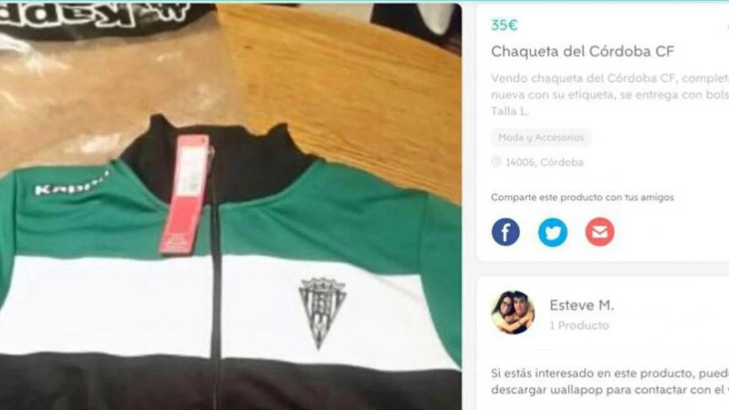 Un jugador del Córdoba vende su equipación a través de Wallapop