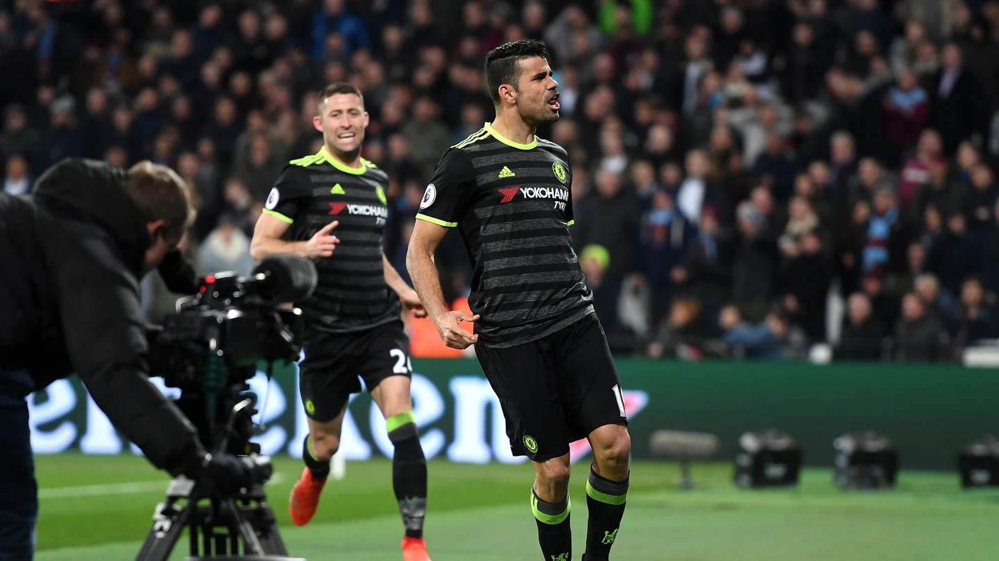 Diego Costa celebra su gol ante el West Ham Diego Costa celebra su gol ante el West Ham