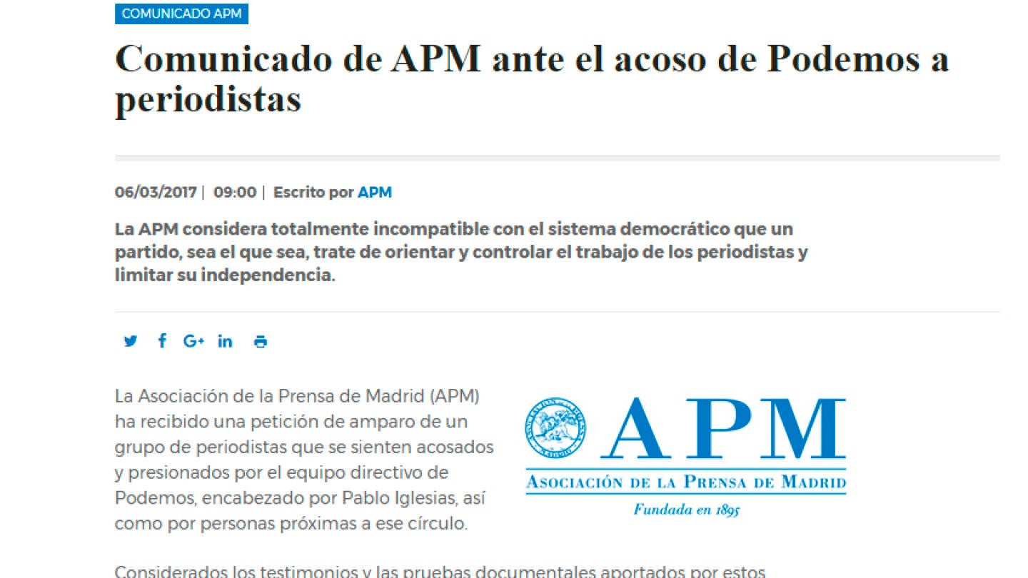 Comunicado de la APM