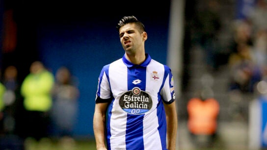 Juanfran, durante un partido con el Deportivo