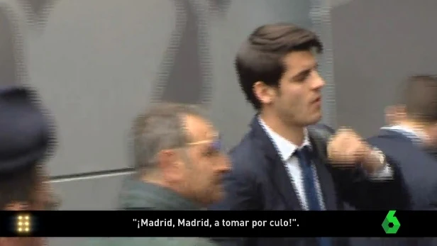 Álvaro Morata, a su llegada al hotel de Nápoles