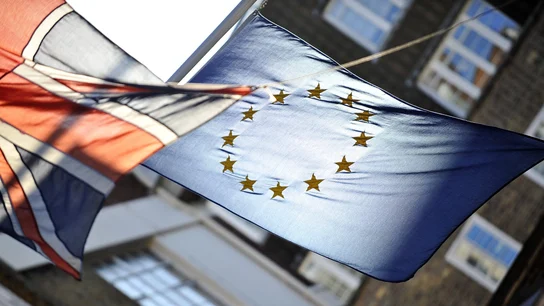 Banderas del Reino Unido y la Unión Europea Banderas del Reino Unido y la Unión Europea