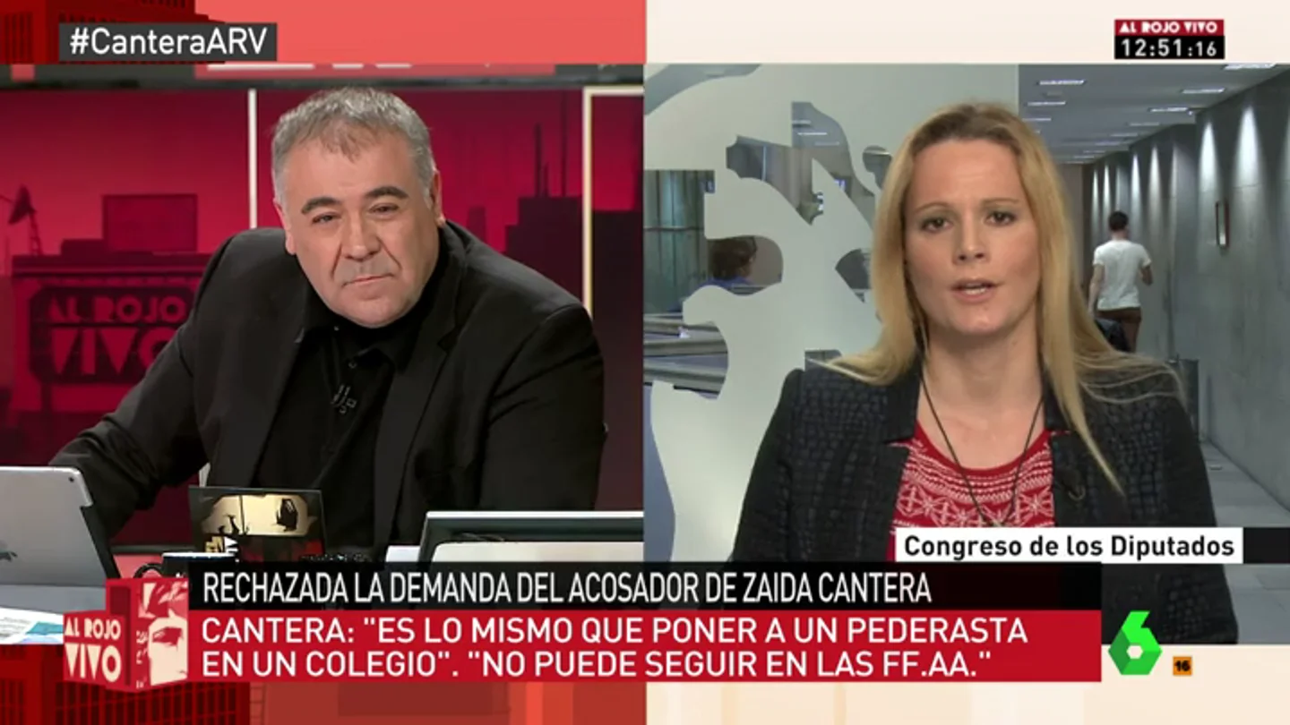 Frame 50.154869 de: El mensaje de Zaida Cantera al militar que la acosó: "Que tenga mujeres bajo su mando es como poner a un pederasta en un colegio" Frame 50.154869 de: El mensaje de Zaida Cantera al militar que la acosó: "Que tenga mujeres bajo su mando es como poner a un pederasta en un colegio"