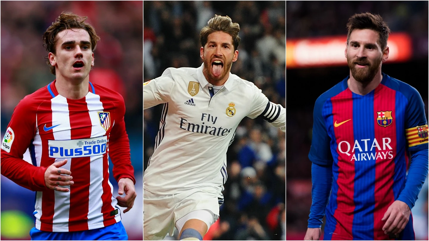 Griezmann, Ramos y Leo Messi Griezmann, Ramos y Leo Messi